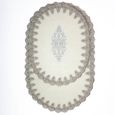 Asya Model Beyaz Gümüş Dantelli  2'li Banyo Paspas Takımı