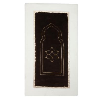 Ekru - Kahve Konya Model Peluş Seccade