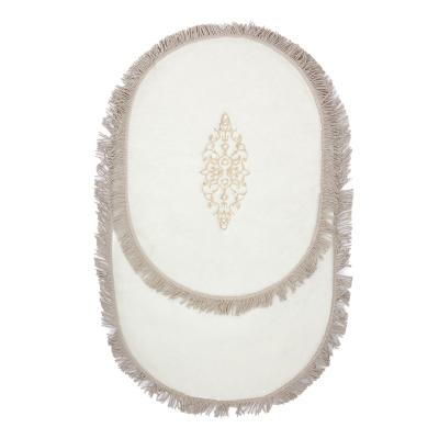 Elif Beyaz Altın Nakışlı 2'li Banyo Paspas Takımı