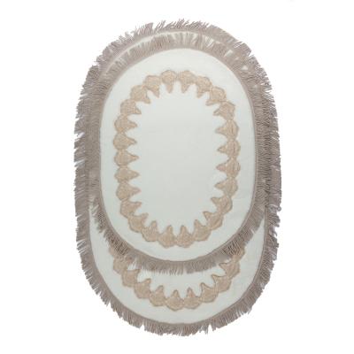 Hafsa Model Beyaz Altın Dantelli 2'Li Banyo Paspas Takımı