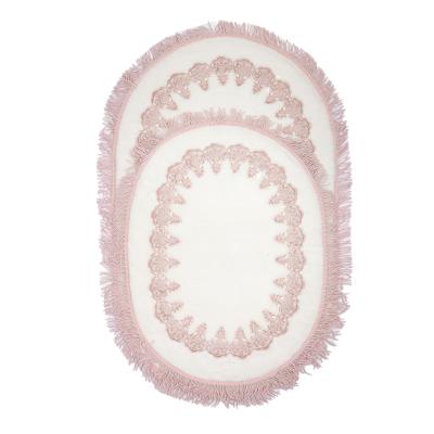 Hafsa Model Beyaz Pudra Dantelli 2'Li Banyo Paspas Takımı