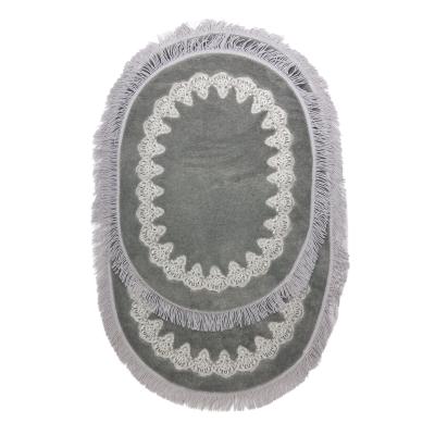 Hafsa Model Gri Beyaz Dantelli 2'Li Banyo Paspas Takımı