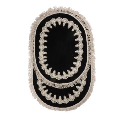 Hafsa Model Siyah Altın Dantelli 2'Li Banyo Paspas Takımı