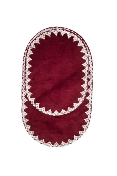 Kırçiçeği Bordo Oval 2'li Banyo Paspas Takımı