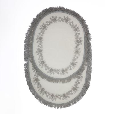 Rüya Beyaz Gri Dantelli 2'Li Banyo Paspas Takımı